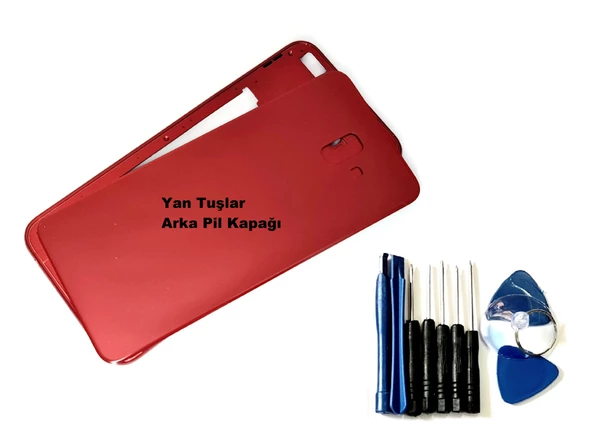 Samsung Galaxy J6 Plus FULL ORJ KASA Arka Pil Batarya Kapağı (TAMİR SETİ) KIRMIZI ürün görseli 1