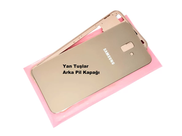 Samsung Galaxy J6 Plus FULL ORJ KASA Arka Pil Batarya Kapağı (TAMİR SETİ) GOLD - Resim 2