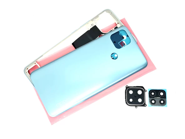 Oppo A15 A15S Full KASA Arka Pil Kapağı (TAMİR SETİ) MAVİ - Resim 2