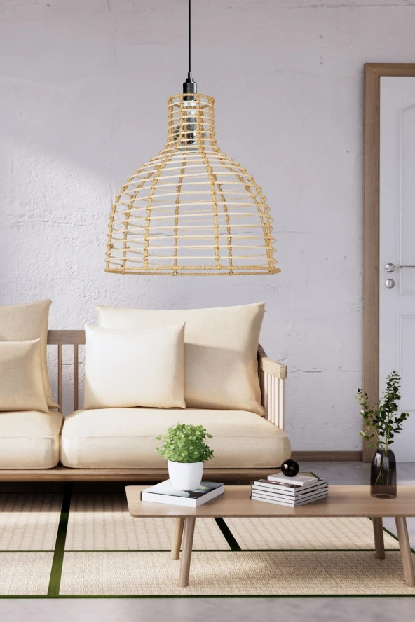 Vinner Arz-avz02 Iskandinav, Doğal Ahşap, Bohem, Modern, Naturel, Rattan, Hasır, Sarkıt Avize