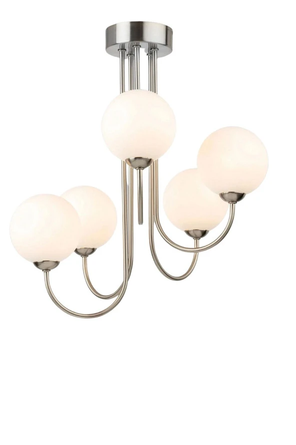 Vinner Avz-pe03 E27x5 Duylu Krom Kaplama Metal Glop Camlı Avize