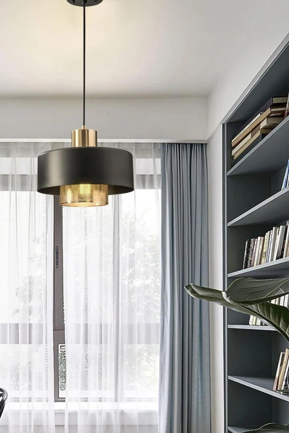 Vinner Porta Noa Siyah-Eskitme Mat Gold Tekli Sarkıt Salon Genç Odası Mutfak Avize