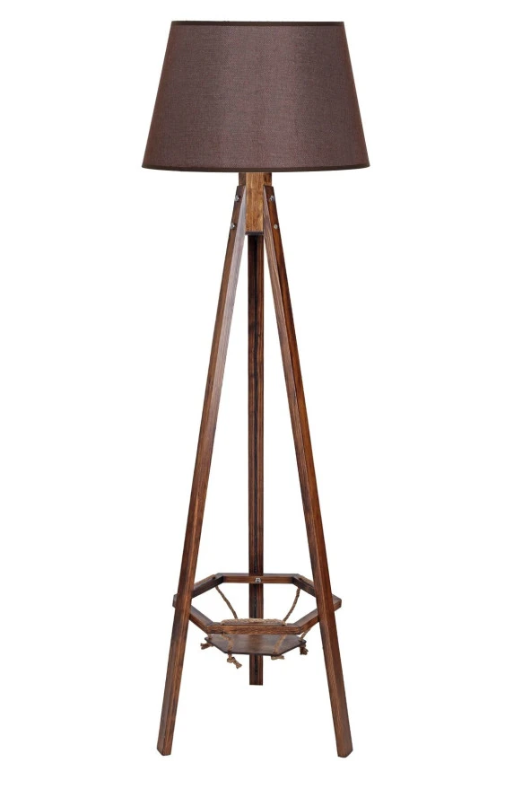 Vinner Ahşap Saksılıklı Tripod Lambader - Koyu Kahve