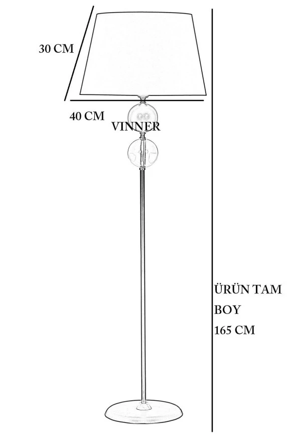 Vinner Bercy Siyah Kaplama Kristal Küre Metal Tek Ayaklı Lambader - Etnic Desenli - Resim 2