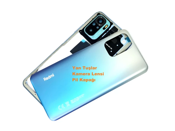 Xiaomi Redmi NOTE 10S (4G) KASA Arka Pil Batarya Kapağı (TAMİR SETİ) MAVİ - Resim 2