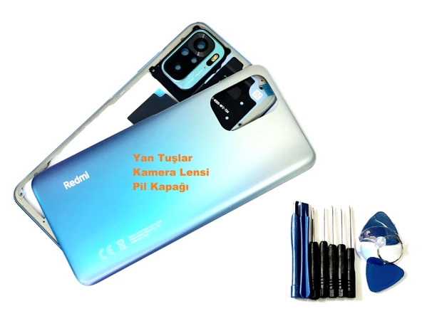 Xiaomi Redmi NOTE 10S (4G) KASA Arka Pil Batarya Kapağı (TAMİR SETİ) MAVİ ürün görseli 1