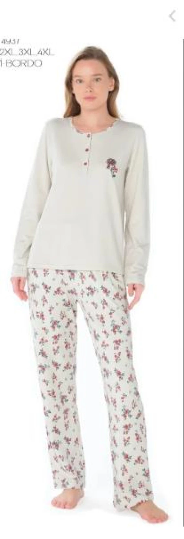 Feyza Kadın Büyük Beden Uzun Kol  Pijama Takımı 4937
