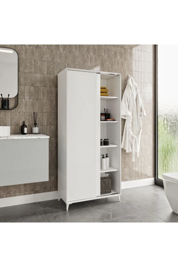 KZNMOB HOME Sürgülü Çok Amaçlı Banyo Dolabı - Tamamı 1. Kalite Mdf - 2