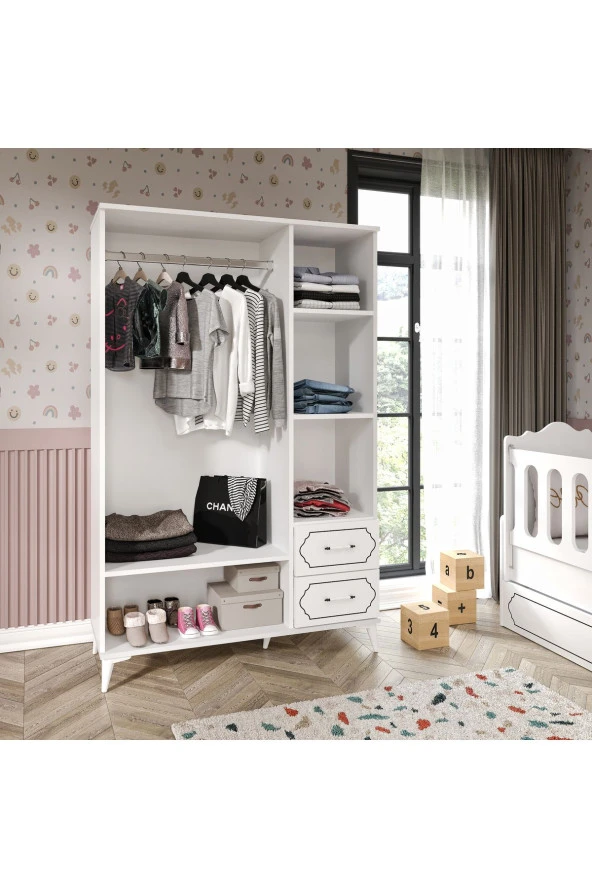 KZNMOB HOME Hayal Modern Bebek Odası Takımı Beyaz - 3 Parçalı Tamamı 1. Kalite Mdf - 2