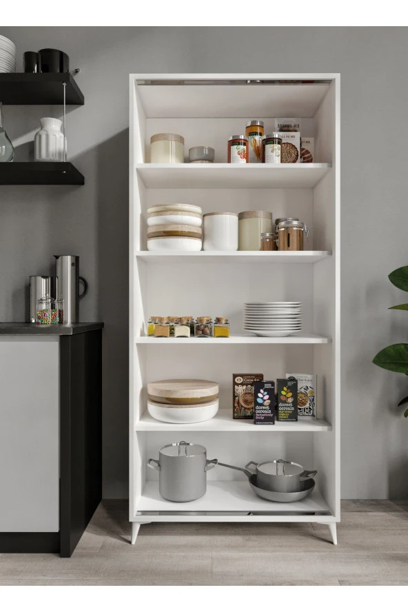 KZNMOB HOME Sürgülü Çok Amaçlı Mutfak Dolabı, Erzak Dolabı, Kavanoz Dolabı, Kiler Dolabı - Tamamı 1. Kalite Mdf - 2