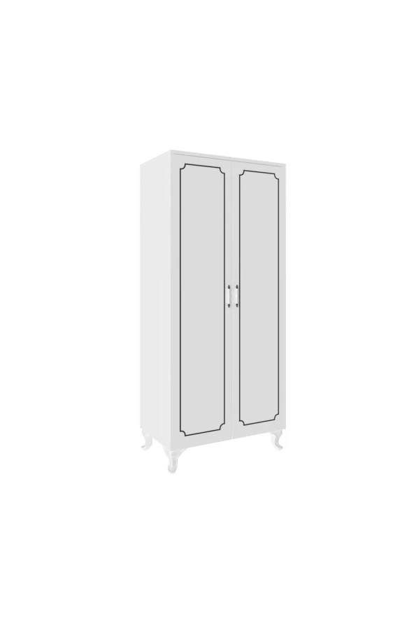 Stil 2 Kapaklı Modern Desenli Gardırop, Elbise Dolabı - Tamamı 1. Kalite Mdf - 5
