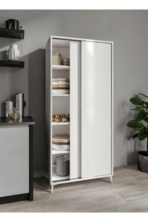 KZNMOB HOME Sürgülü Çok Amaçlı Mutfak Dolabı, Erzak Dolabı, Kavanoz Dolabı, Kiler Dolabı - Tamamı 1. Kalite Mdf - 4