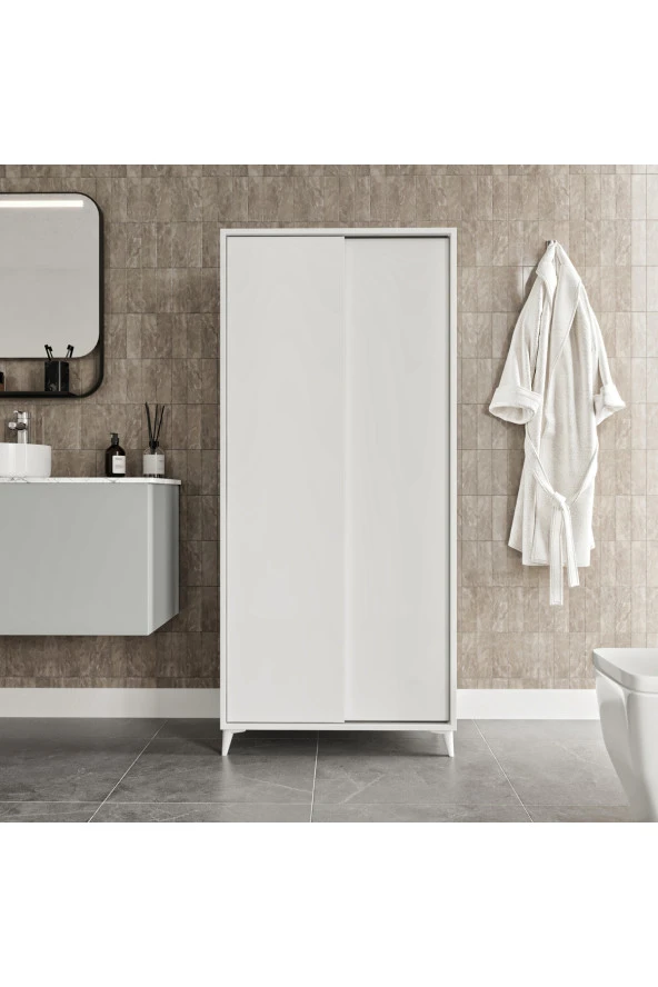 KZNMOB HOME Sürgülü Çok Amaçlı Banyo Dolabı - Tamamı 1. Kalite Mdf - 4