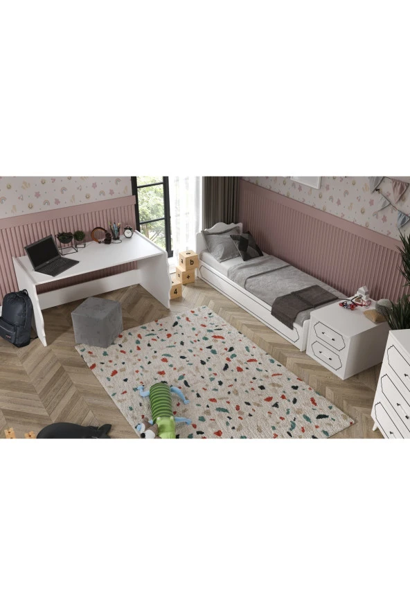 KZNMOB HOME Hayal Modern Bebek Odası Takımı Beyaz - 3 Parçalı Tamamı 1. Kalite Mdf - 4