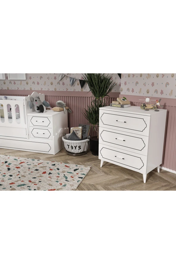 KZNMOB HOME Hayal Modern Bebek Odası Takımı Beyaz - 3 Parçalı Tamamı 1. Kalite Mdf - 5