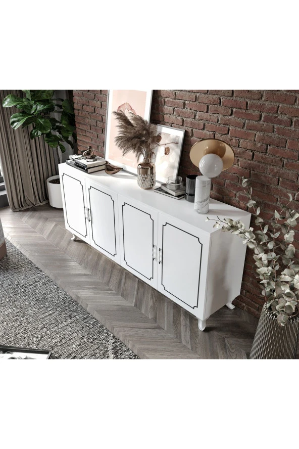 KZNMOB HOME Stil 4 Kapaklı Çok Amaçlı Modern Konsol - Tamamı 1. Kalite Mdf - 2