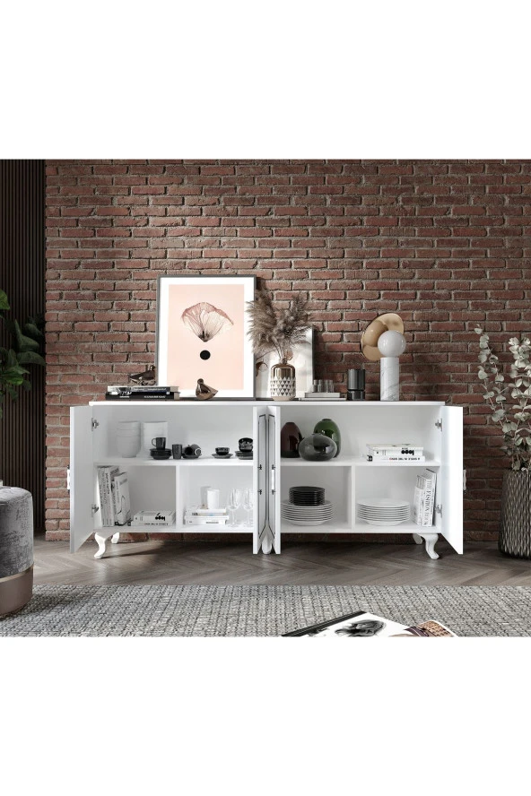 KZNMOB HOME Stil 4 Kapaklı Çok Amaçlı Modern Konsol - Tamamı 1. Kalite Mdf - 3