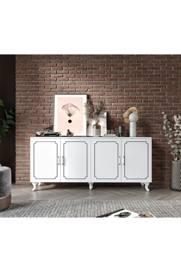 KZNMOB HOME Stil 4 Kapaklı Çok Amaçlı Modern Konsol - Tamamı 1. Kalite Mdf - 4