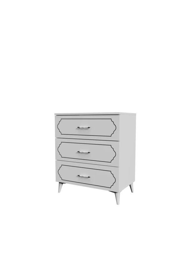 KZNMOB HOME Hayal 3 Çekmeceli Modern Şifonyer Beyaz - Tamamı 1. Kalite Mdf - 5