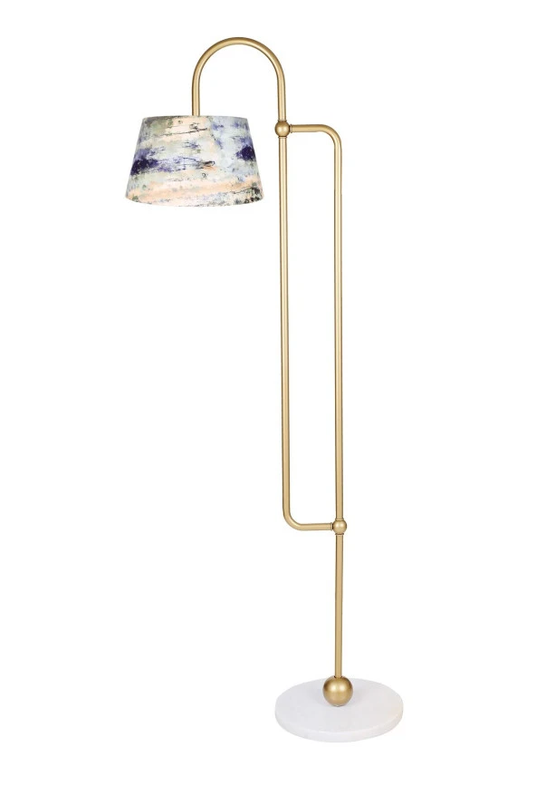 Vinner Genova Eskitme Mat Gold Metal Lambader - Blue Mixed