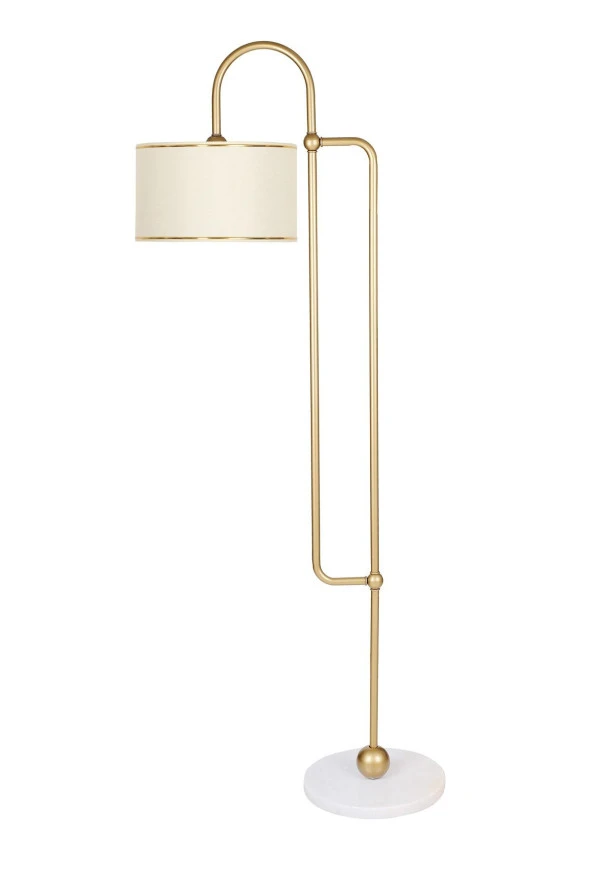 Vinner Genova Eskitme Mat Gold Metal Lambader - Gold Şeritli Krem