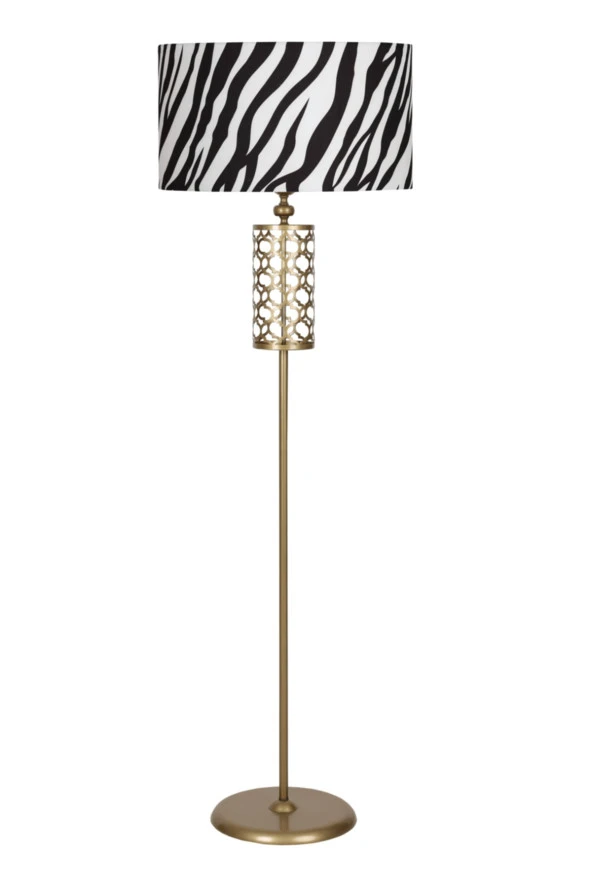 Vinner Laser 5702 Gold Kaplama Özel Tasarım Metal Lambader - Zebra Desenli