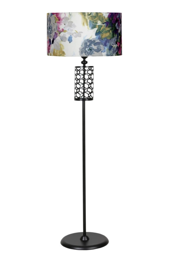 Vinner Laser 5702 Siyah Kaplama Özel Tasarım Metal Lambader - Leopar Desenli