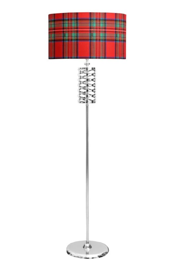 Vinner Laser 5706 Krom Kaplama Metal Lambader - Yılbaşı Ekose Desenli