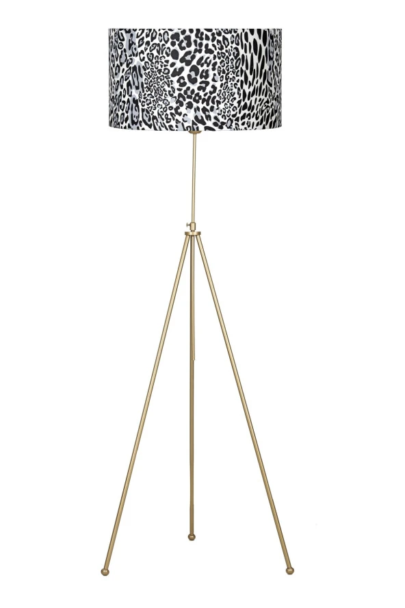Vinner Noa Eskitme Tripod Boyu Ayarlanabilir Metal Lambader - Leopar Desenli