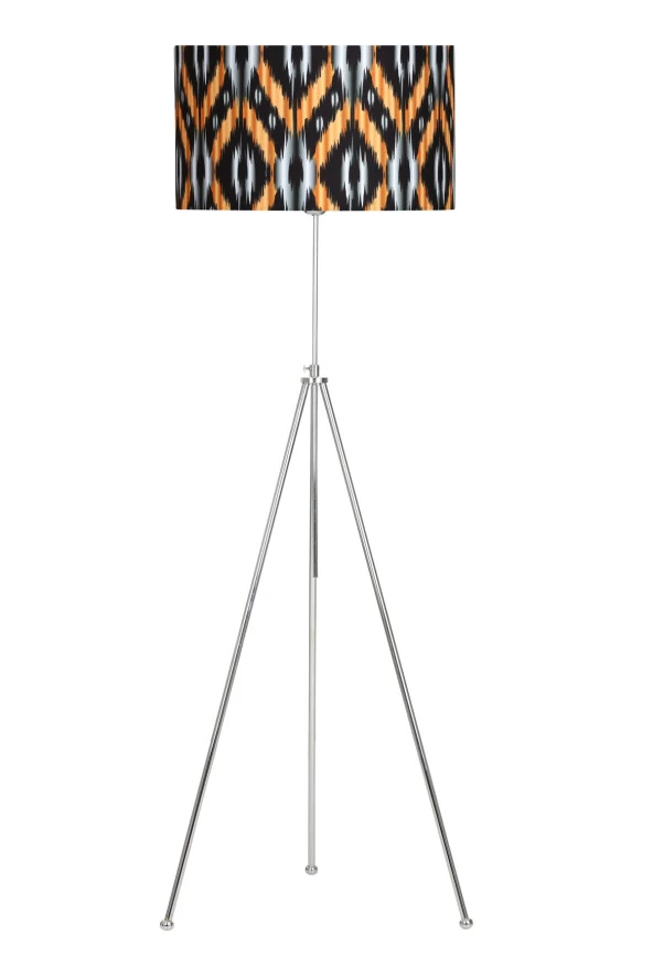Vinner Noa Krom Kaplama Tripod Boyu Ayarlanabilir Metal Lambader - Etnic Desenli