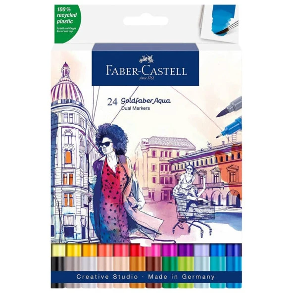 Faber Castell Goldfaber Aqua Çift Uçlu Marker 24 Renk