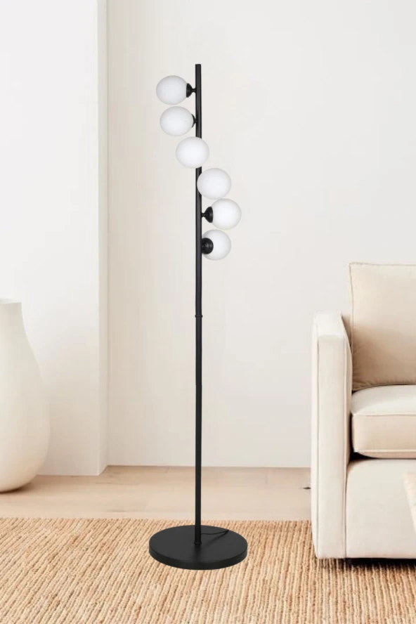Vinner Roche G9x6'lı Glop Camlı Siyah Metal Köşe Lambader