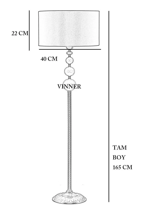Vinner Vega Eskitme Üçlü Küre Tek Ayaklı Metal Lambader - Pre Kahve - Resim 2