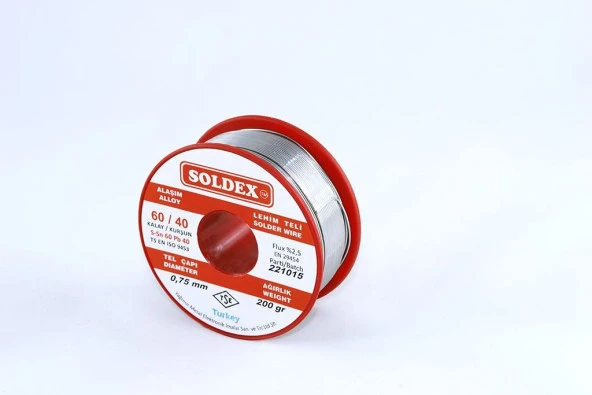 Soldex 0,75 mm 200 gr Lehim Teli Sn60 Pb40 ürün görseli 1