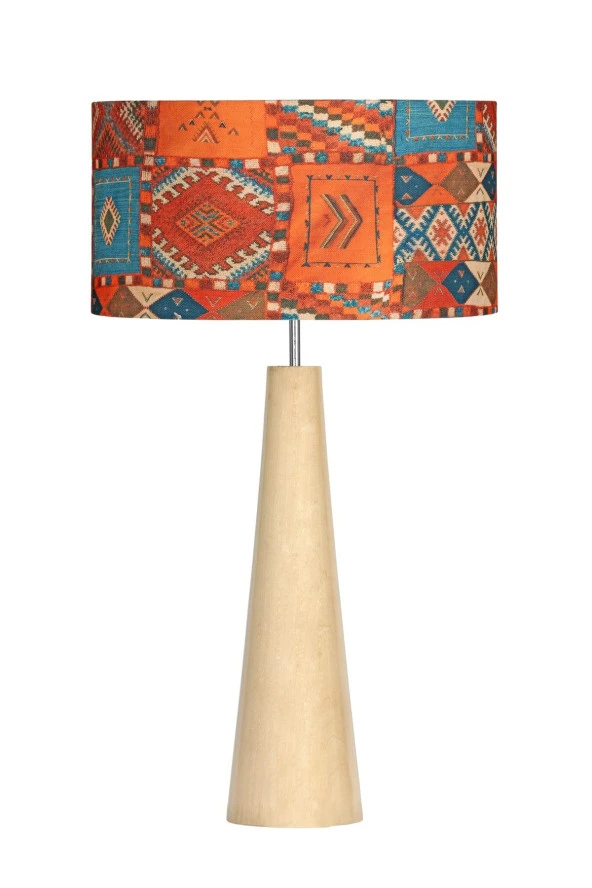 Vinner Belfort Natural Ahşap Kaplama Abajur Cappadocia Desenli