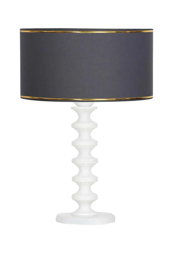 Vinner Beyaz Kaplama Jasmine Series Ab-5806 Metal Abajur Gold Şeritli Antrasit