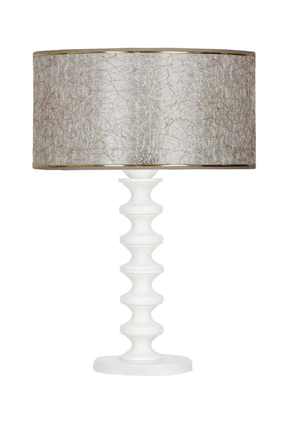 Vinner Beyaz Kaplama Jasmine Series Ab-5806 Metal Abajur Gold Şeritli Sarı Kırçıl