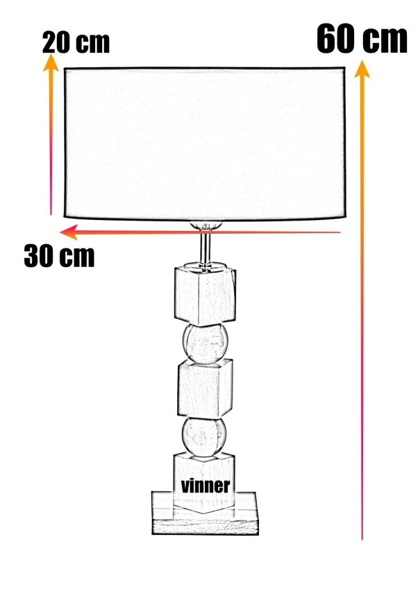 Vinner Geometry Naturel Ahşap Abajur Pre Hasır Kahve - Resim 2