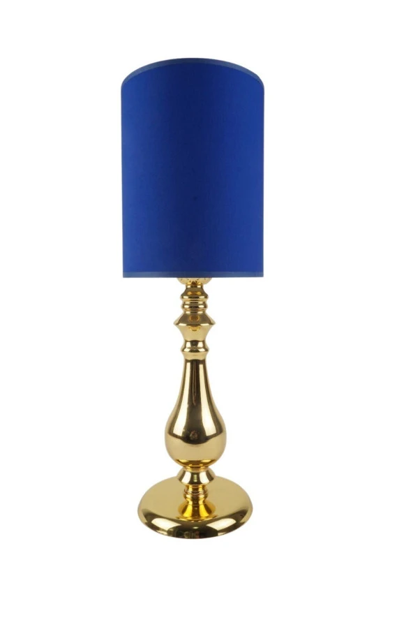 Vinner Gold Kaplama Burgulu Metal Modern Abajur Dikey Silindir Başlık - Mavi