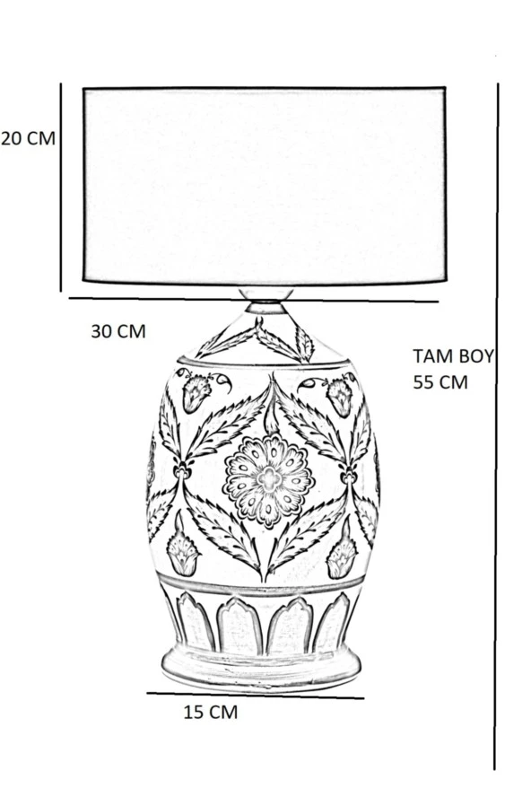 Vinner Handmade Ceramic Botanical Özel Tasarım Abajur - Pre Hasır