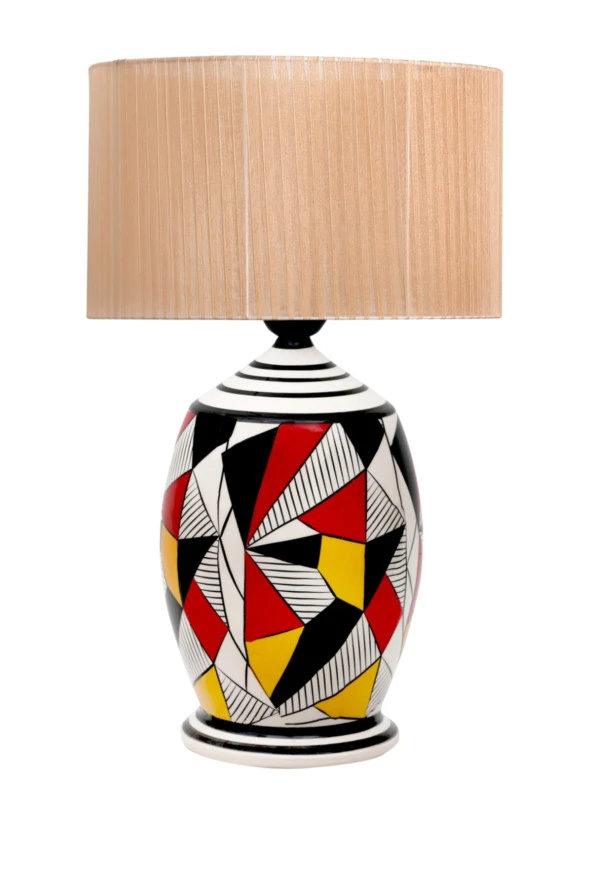 Vinner Handmade Geometric Coated Özel Tasarım Abajur - Organize Kahve
