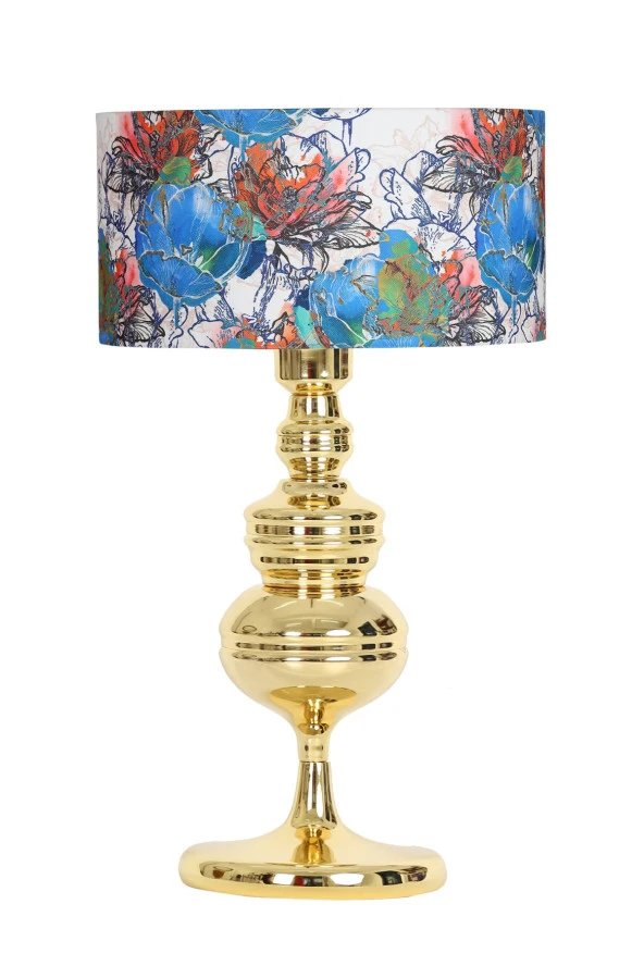 Vinner Munch Gold Kaplama Metal Abajur - Flowers Desenli