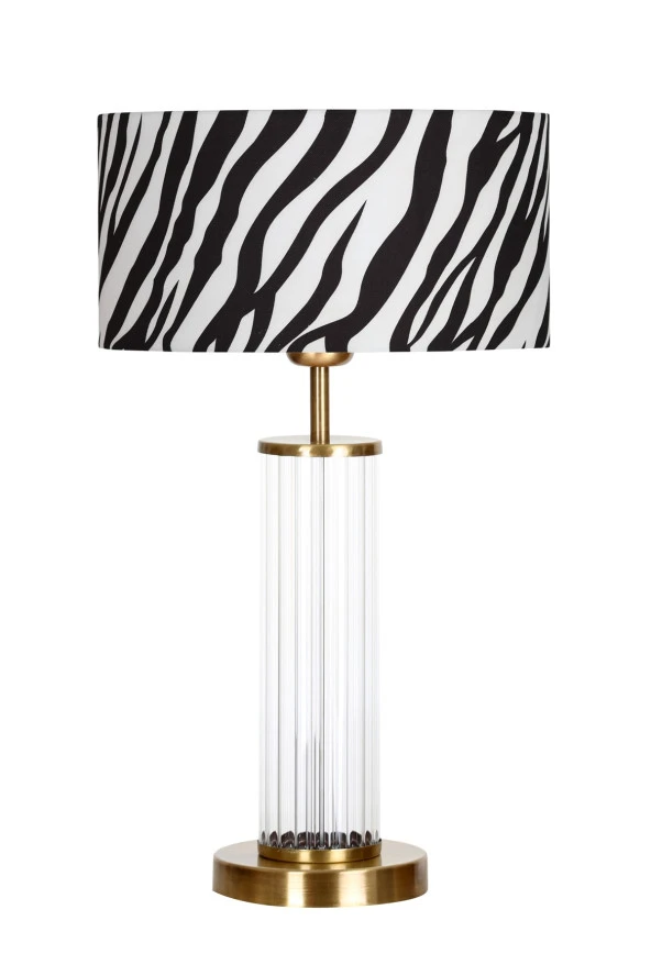 Vinner Nuuk Eskitme Ayaklı Modern Özel Tasarım Cam Abajur - Zebra Desenli