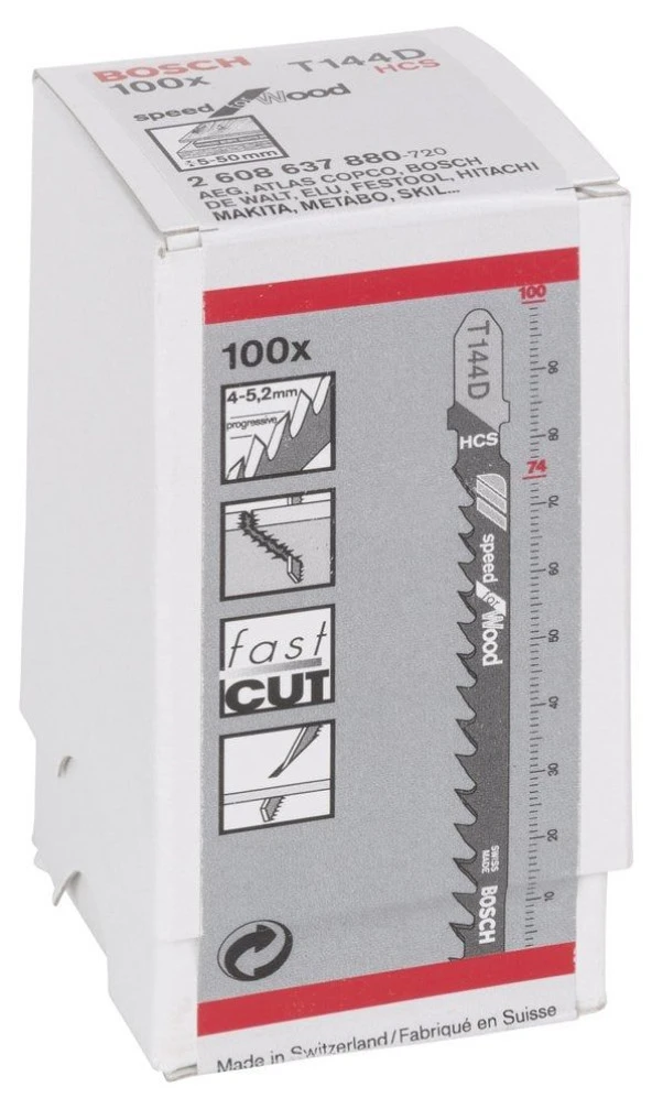 Bosch - Hızlı Kesim Serisi Ahşap İçin T 144 D Dekupaj Testeresi Bıçağı - 100'Lü Paket - 2