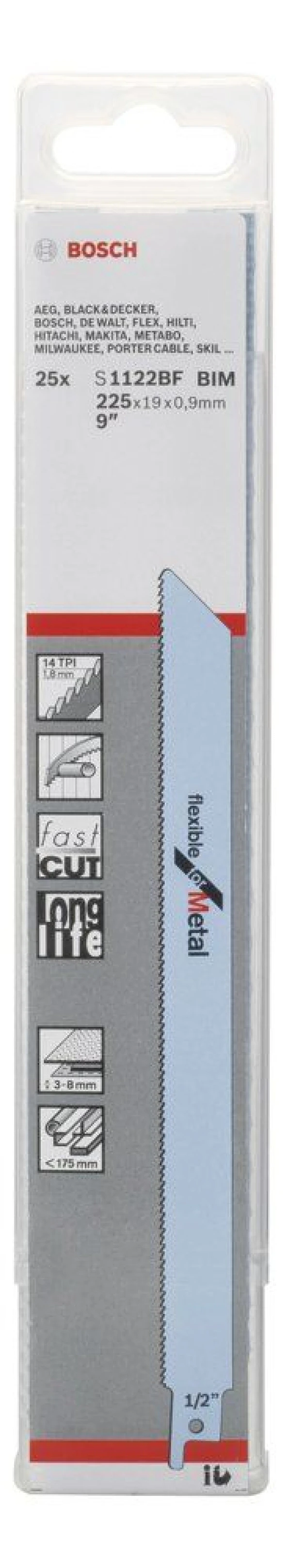 Bosch - Flexible Serisi Metal için Panter Testere Bıçağı S 1122 BF - 25'li - 2