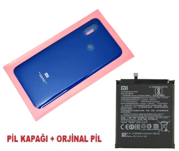Xiaomi Mi 8 Arka Kapak Batarya Pil Kapağı + PİL (CAM) MAVİ ürün görseli 1