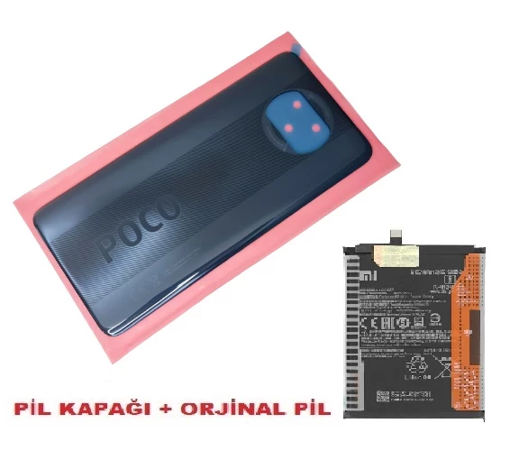 Xiaomi POCO X3 / Poco X3 NFC Arka Kapak Batarya Pil Kapağı + PİL (CAM) SİYAH