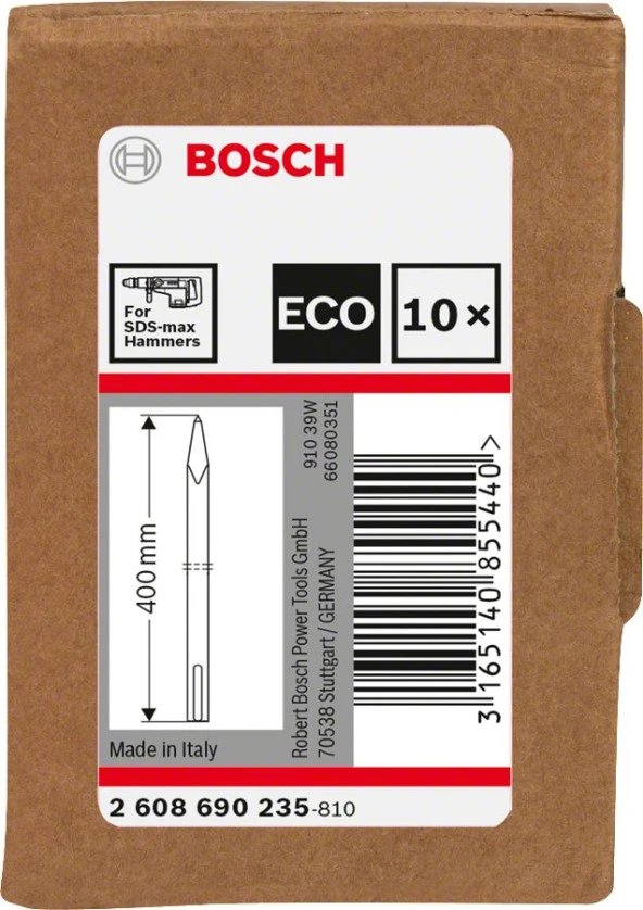 Bosch - SDS-Max Şaftlı Sivri Keski 400 mm 10'lu EKO - 2