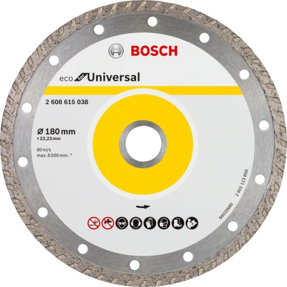 Bosch - Ekonomik Seri 9+1 Genel Yapı Malzemeleri İçin Elmas Kesme Diski 180 mm Turbo