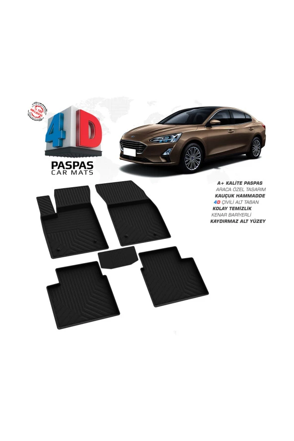 Ford Focus 4 Sedan 4D Havuzlu Paspas 2018 - 2021 Model